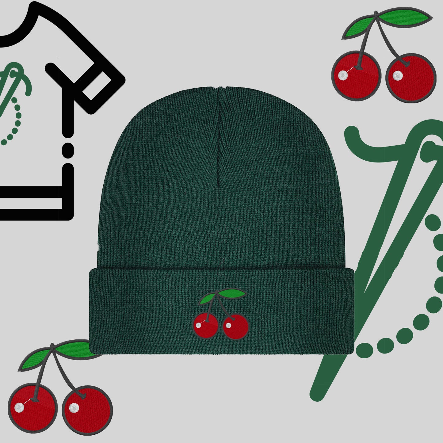 Czapka zimowa beanies "Wisienki"