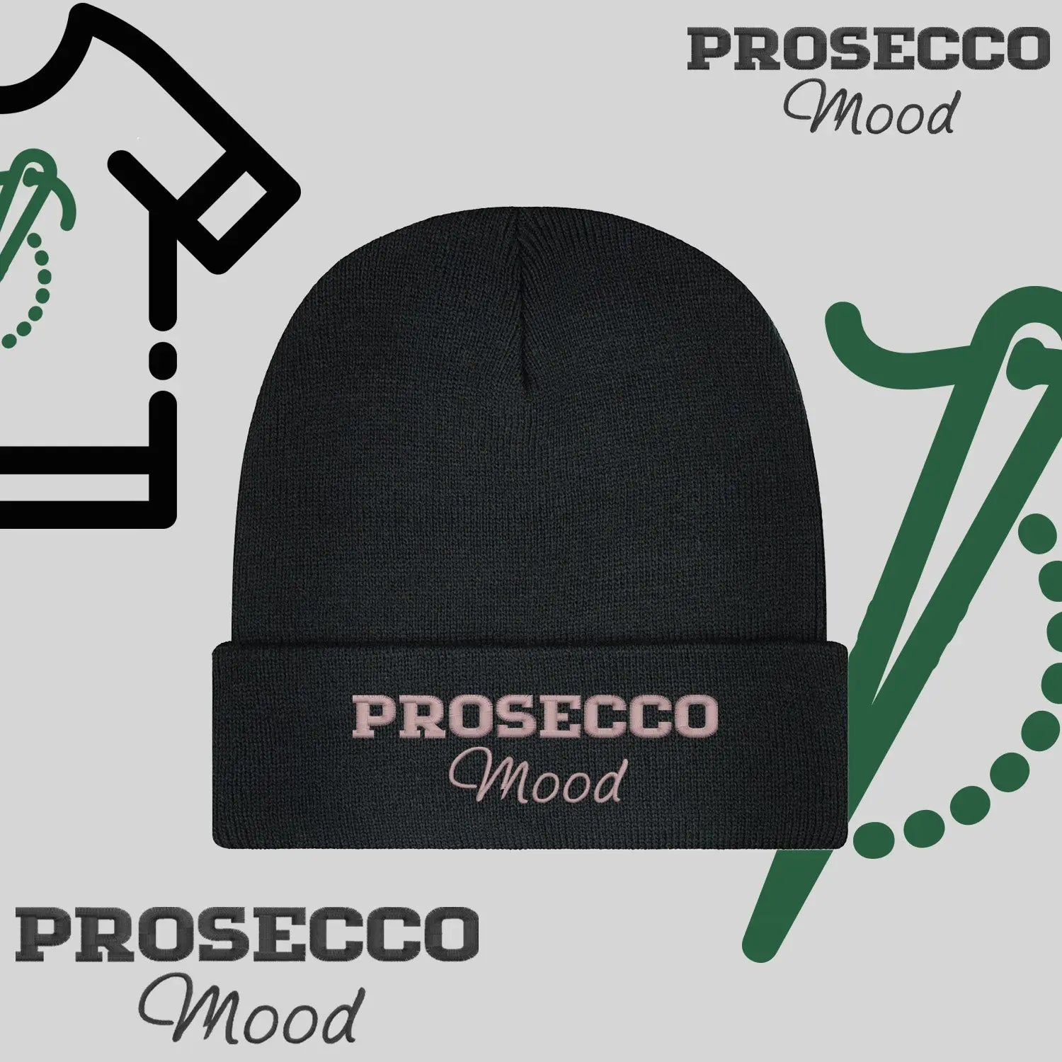 Czapka zimowa beanies "Prosecco mood" Haft z radości