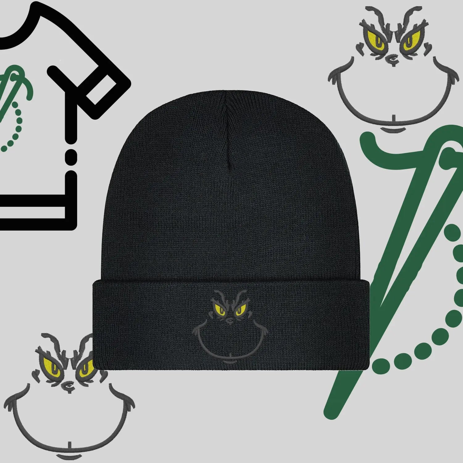 Czapka zimowa beanies "Grinch" Haft z radości