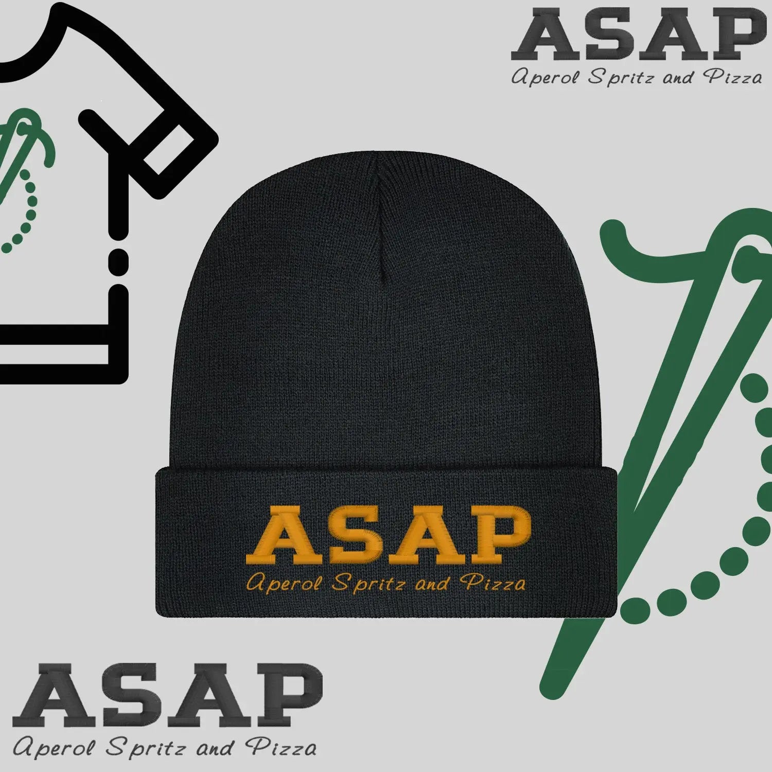 Czapka zimowa beanies "ASAP – Aperol, Spritz and Pizza" Haft z radości