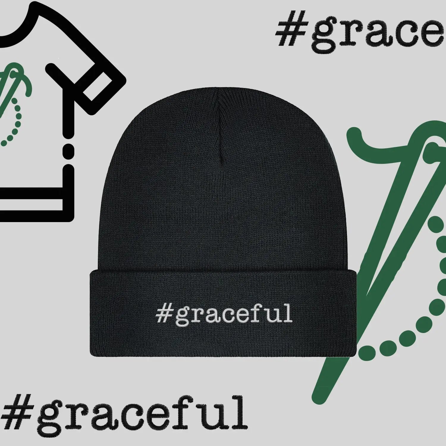 Czapka zimowa beanies "#graceful" Haft z radości