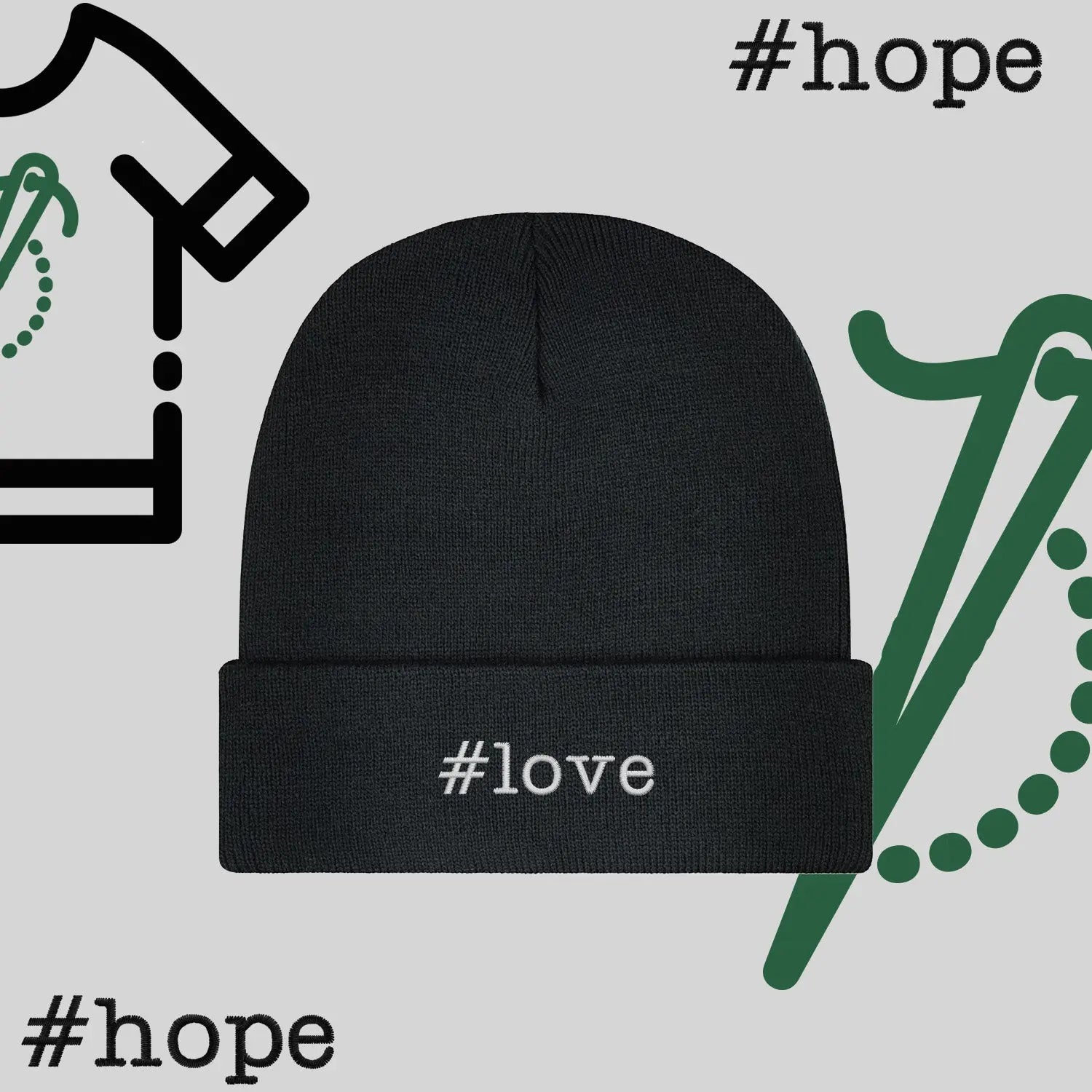 Czapka zimowa beanies "#hope" Haft z radości