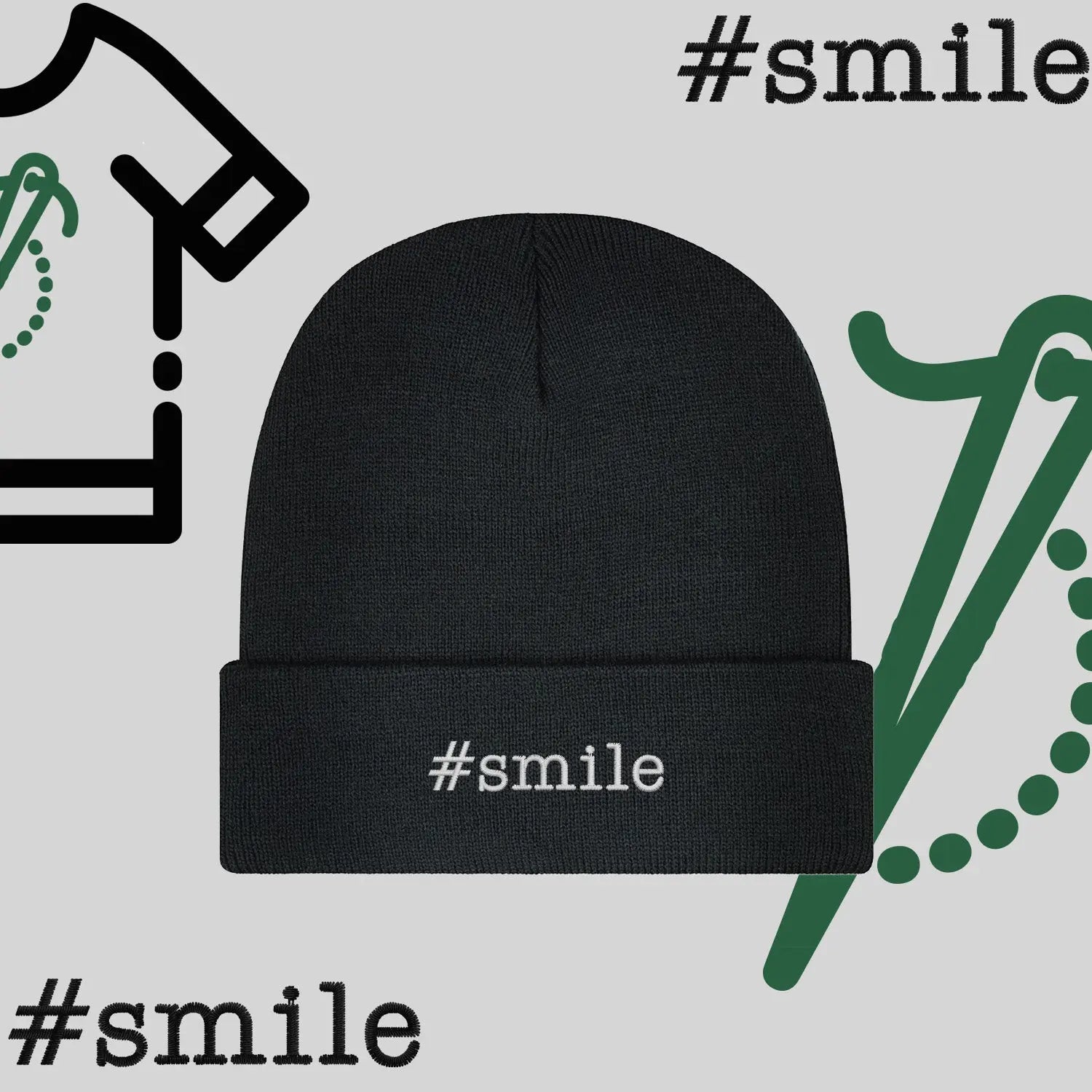 Czapka zimowa beanies "#smile" Haft z radości