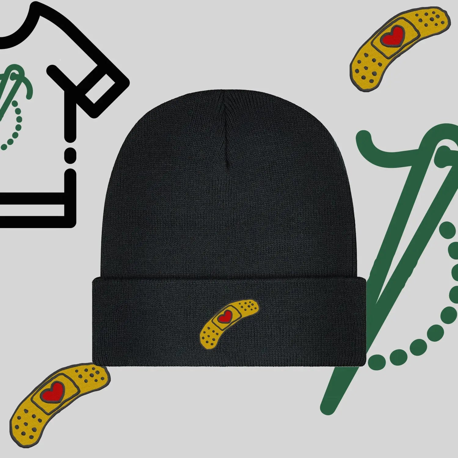 Czapka zimowa beanies "plaster z sercem" Haft z radości