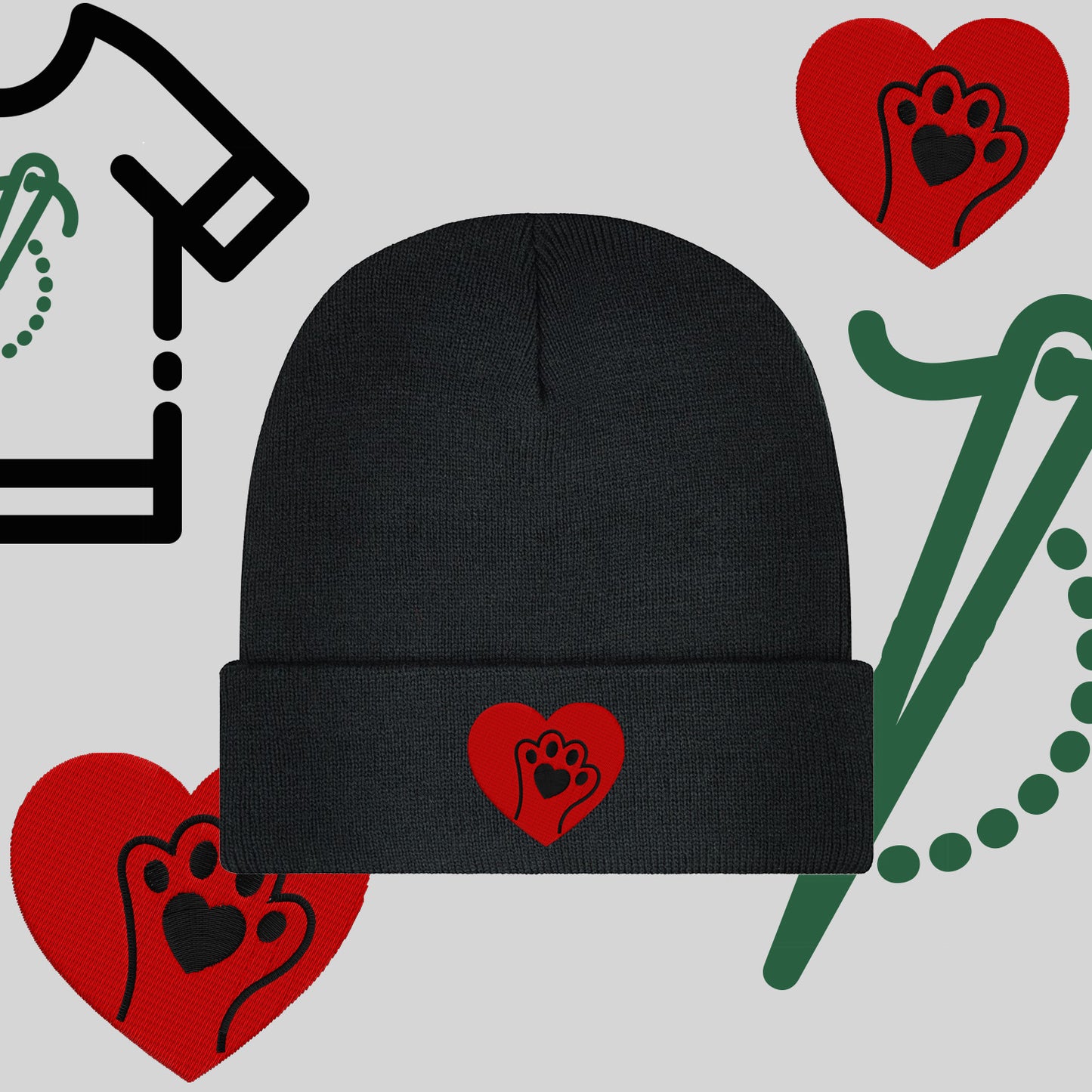Czapka zimowa beanies "Serce z łapką"
