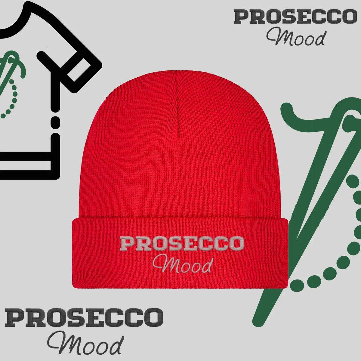 Czapka zimowa beanies "Prosecco mood" Haft z radości