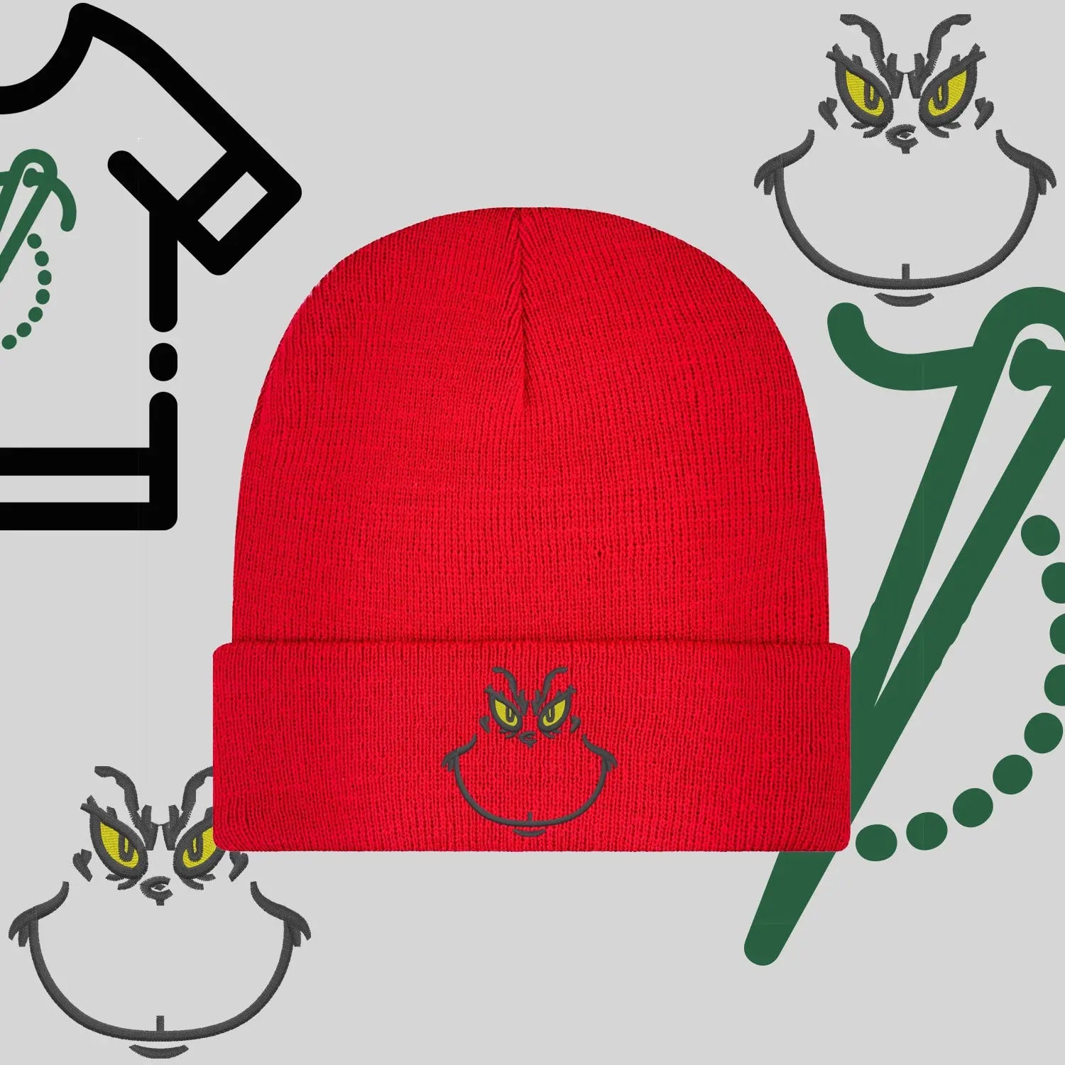 Czapka zimowa beanies "Grinch" Haft z radości