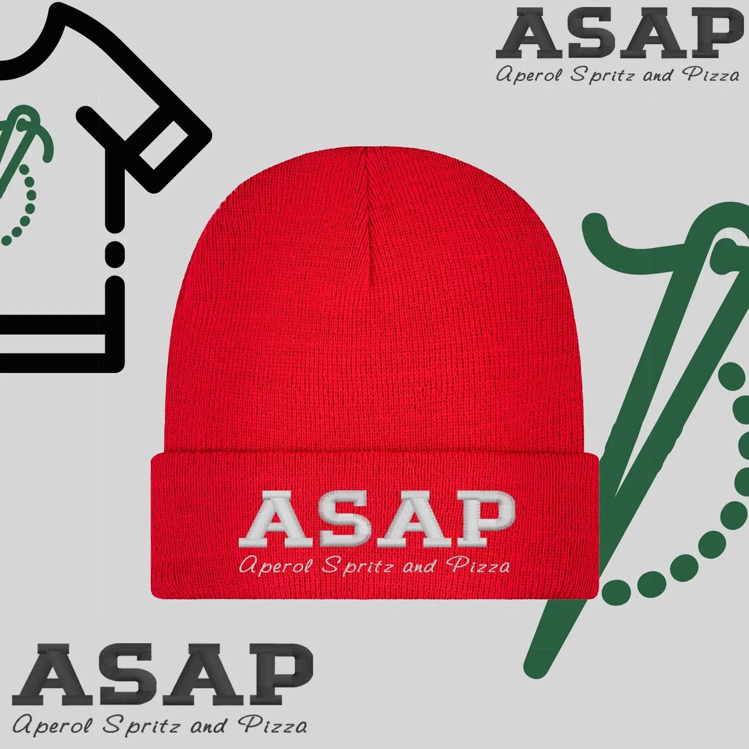 Czapka zimowa beanies "ASAP – Aperol, Spritz and Pizza" Haft z radości