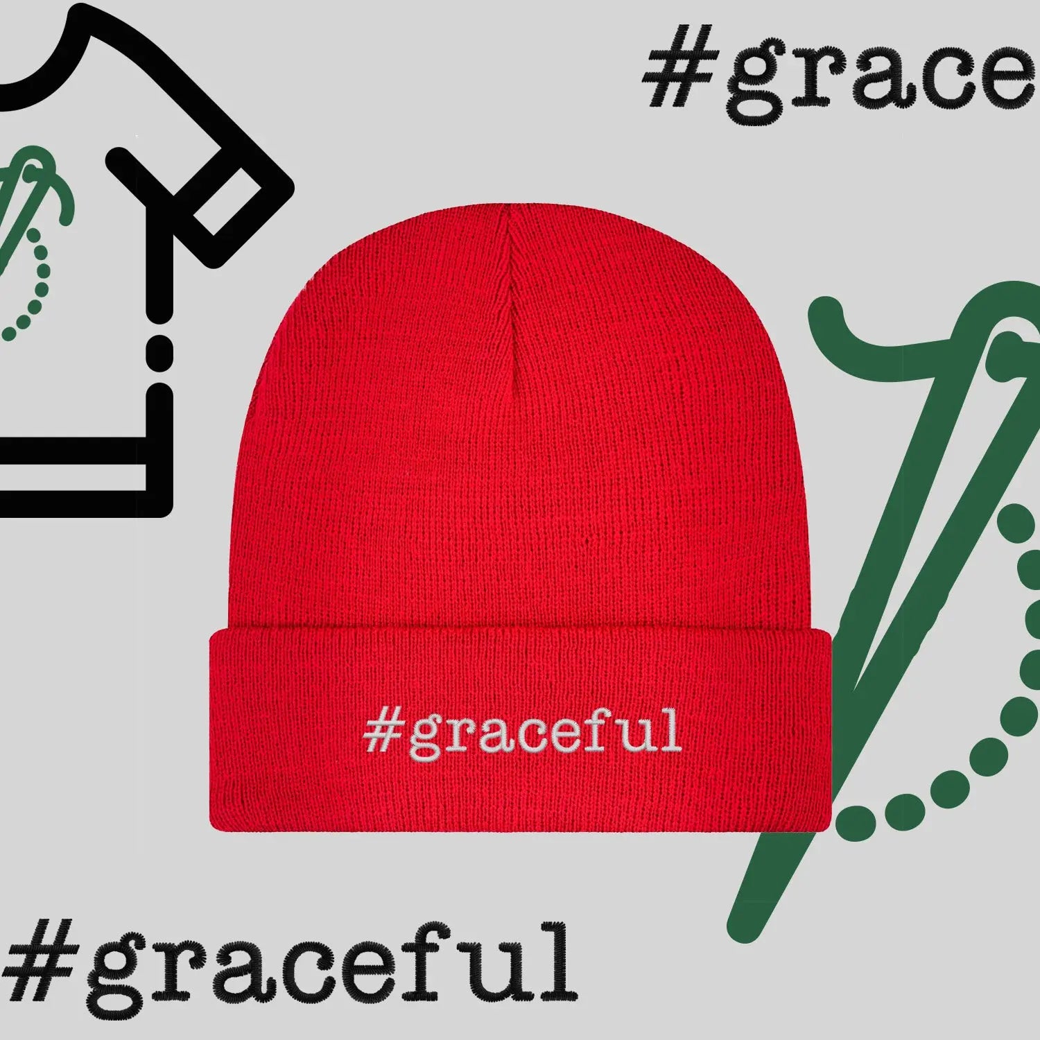 Czapka zimowa beanies "#graceful" Haft z radości