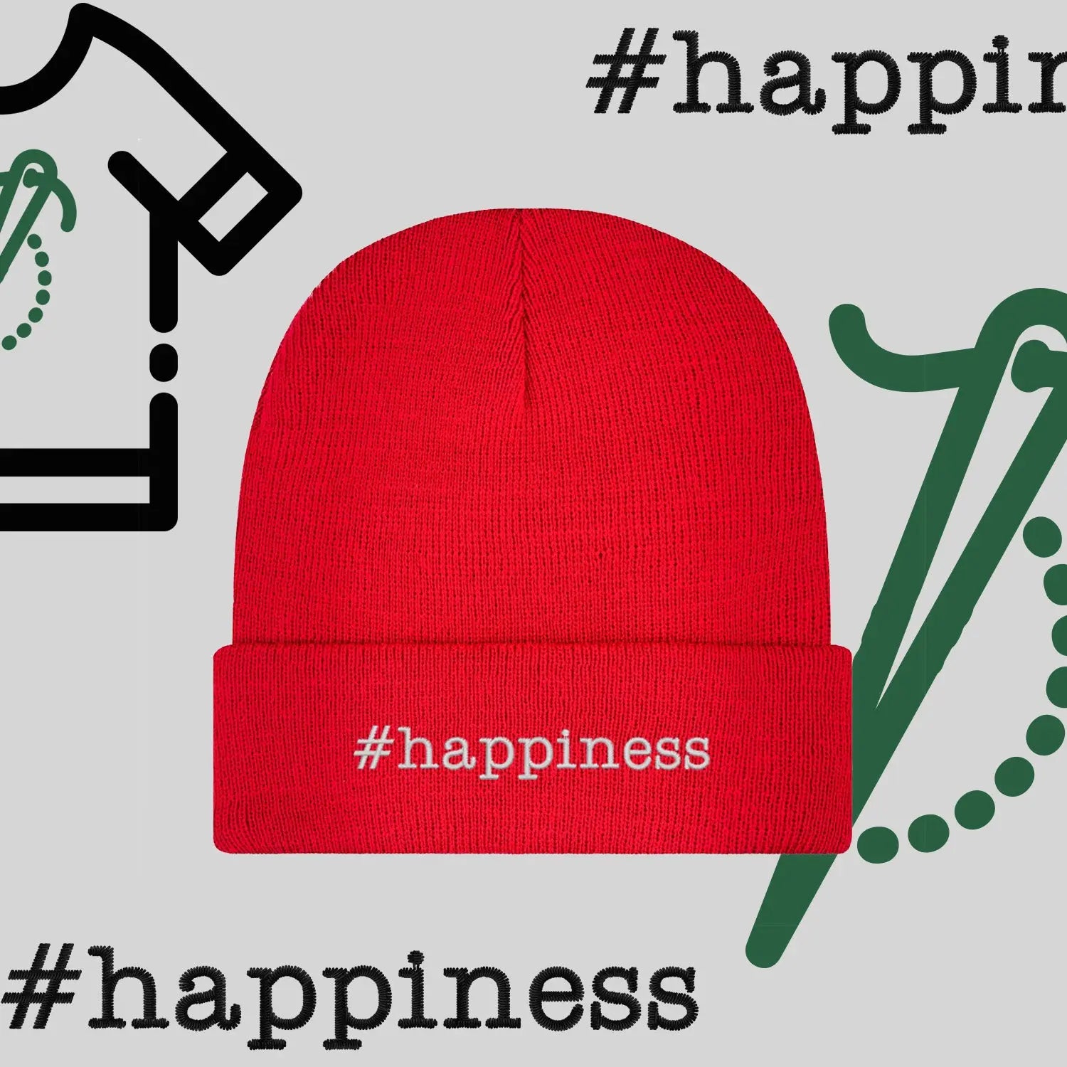 Czapka zimowa beanies "#happiness" Haft z radości