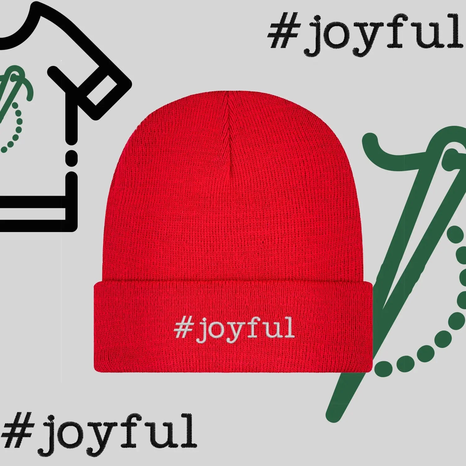 Czapka zimowa beanies "#joyful" Haft z radości