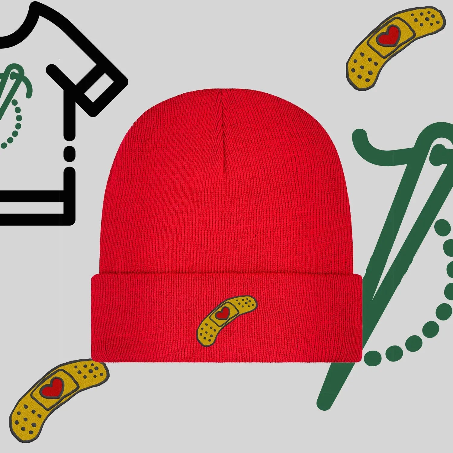 Czapka zimowa beanies "plaster z sercem" Haft z radości