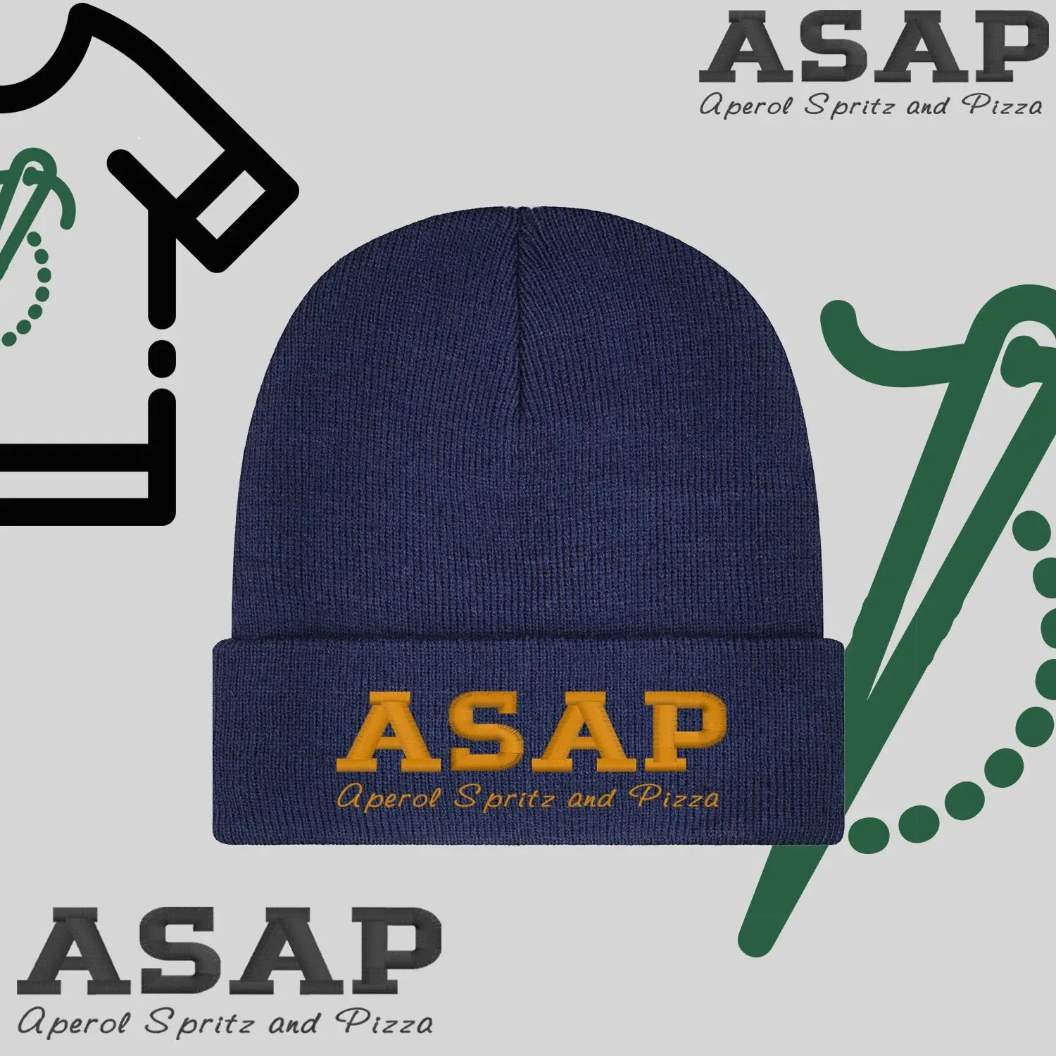 Czapka zimowa beanies "ASAP – Aperol, Spritz and Pizza" Haft z radości