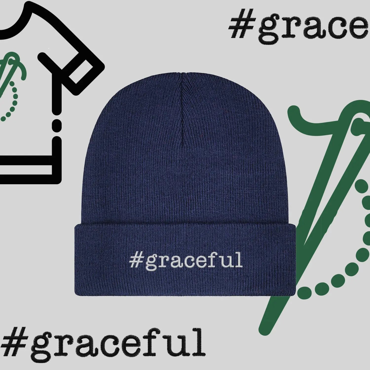Czapka zimowa beanies "#graceful" Haft z radości