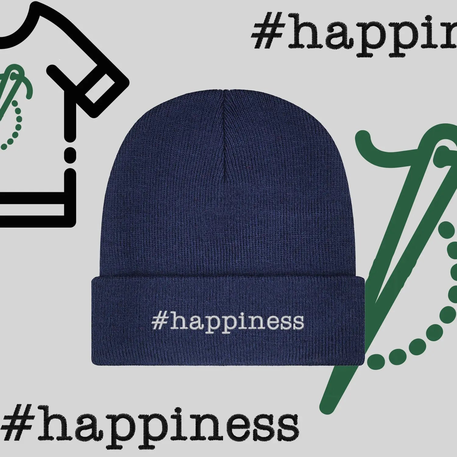 Czapka zimowa beanies "#happiness" Haft z radości