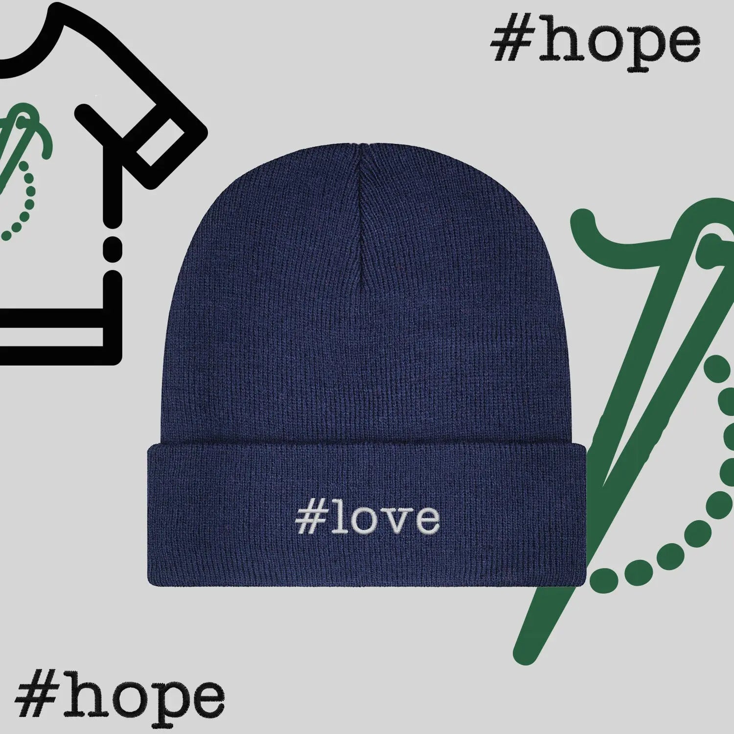 Czapka zimowa beanies "#hope" Haft z radości