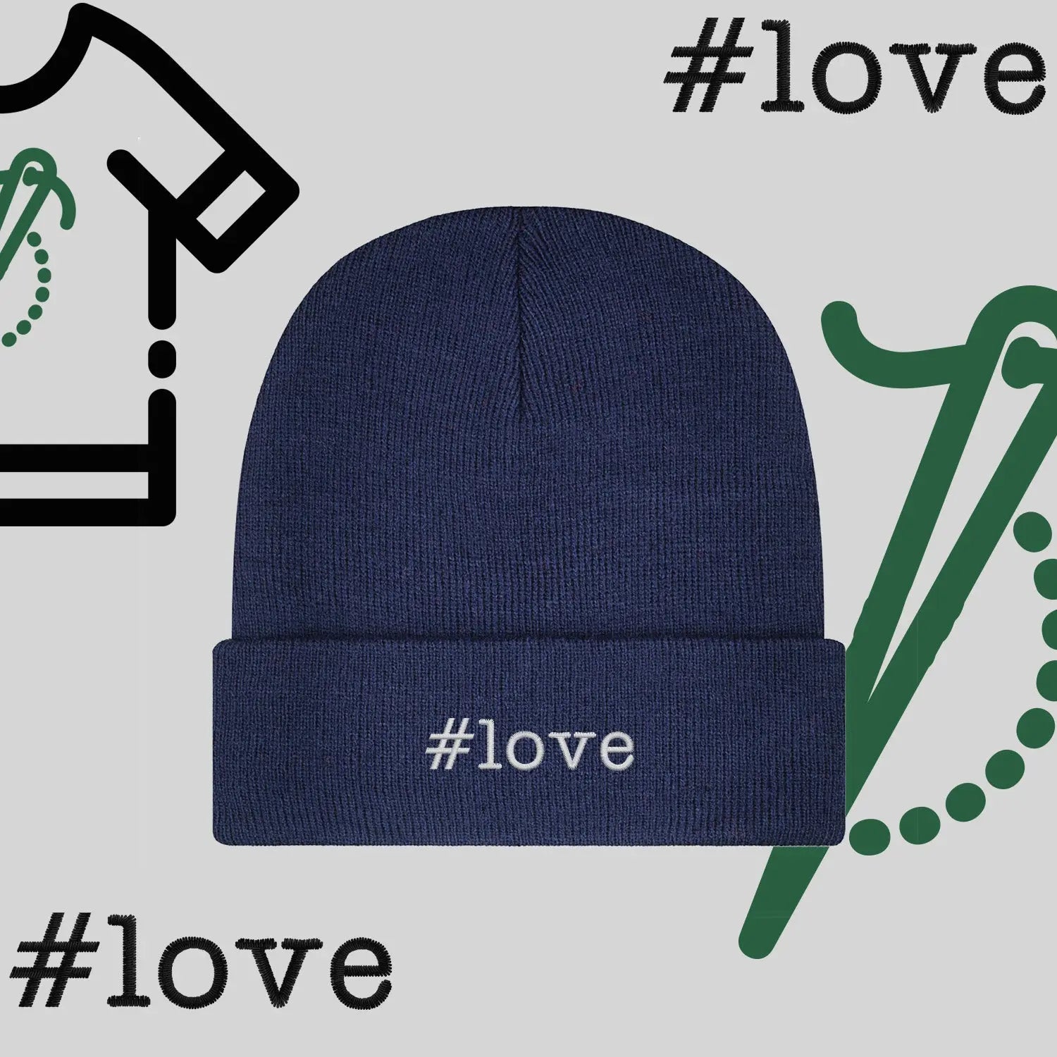 Czapka zimowa beanies "#love" Haft z radości