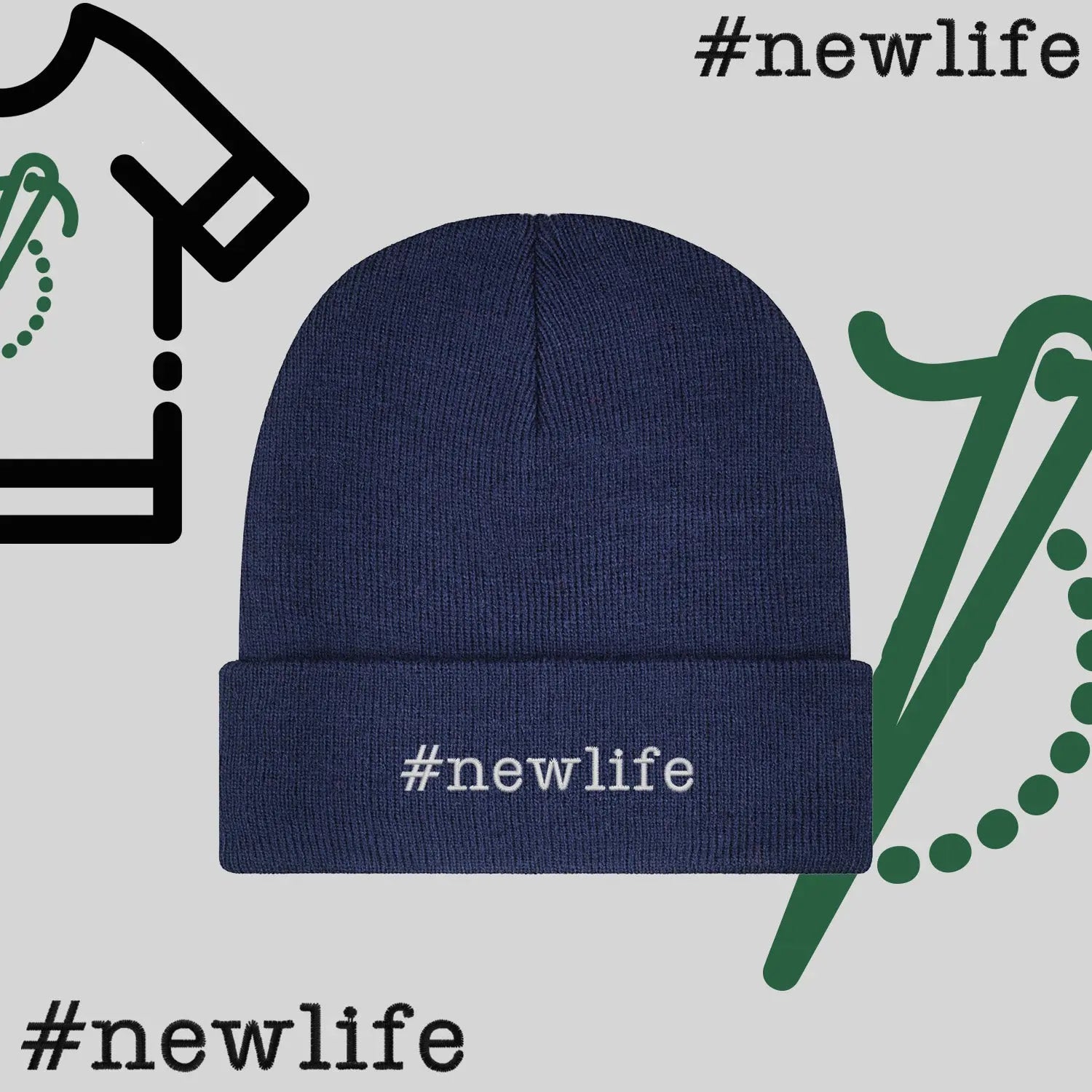 Czapka zimowa beanies "#newlife" Haft z radości