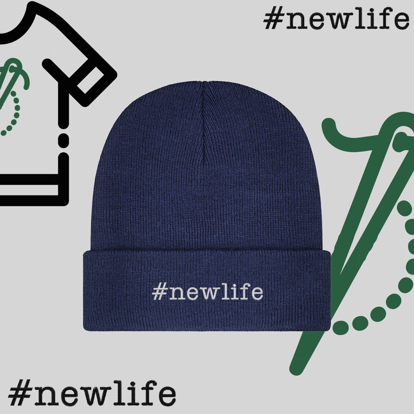 Czapka zimowa beanies "#newlife"