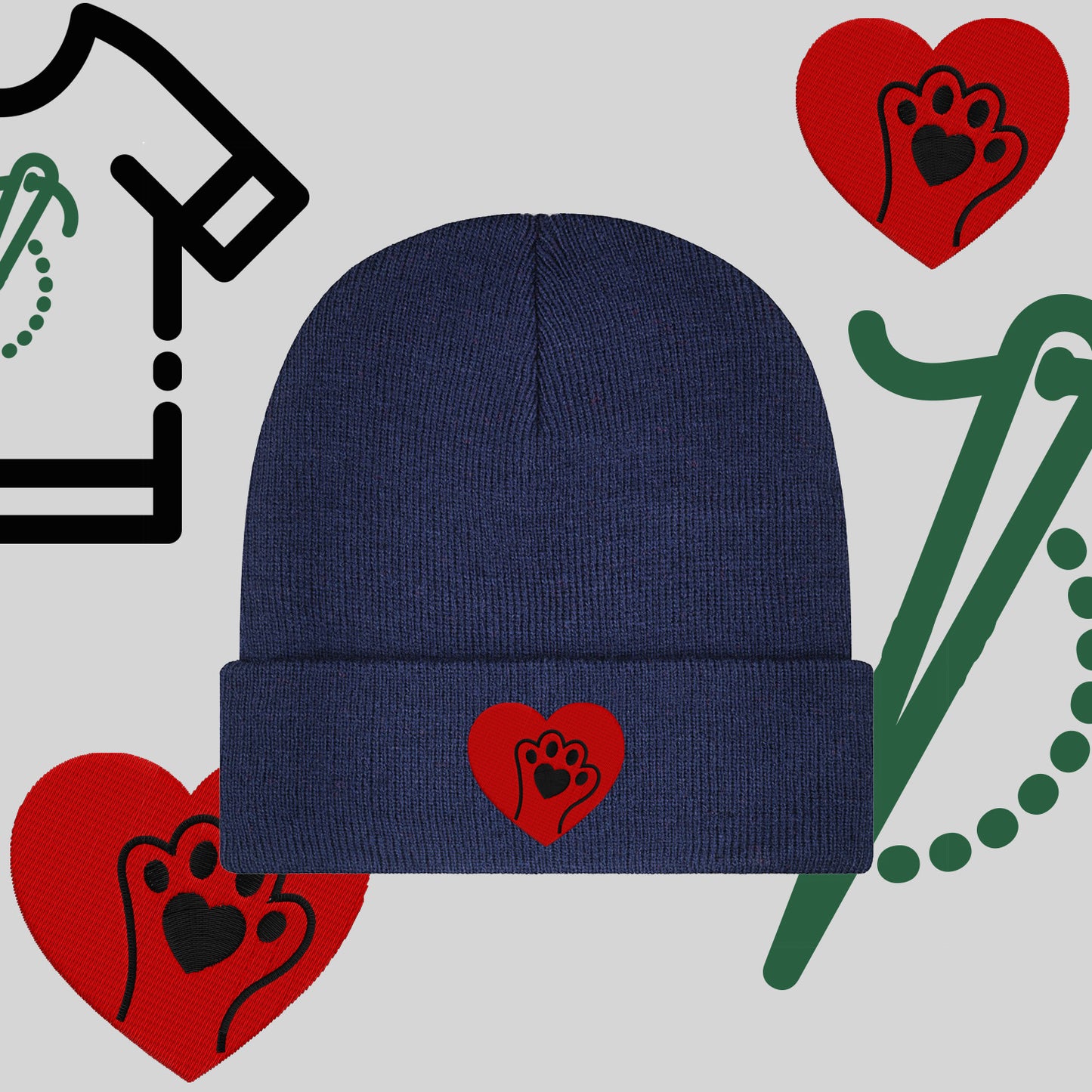 Czapka zimowa beanies "Serce z łapką"
