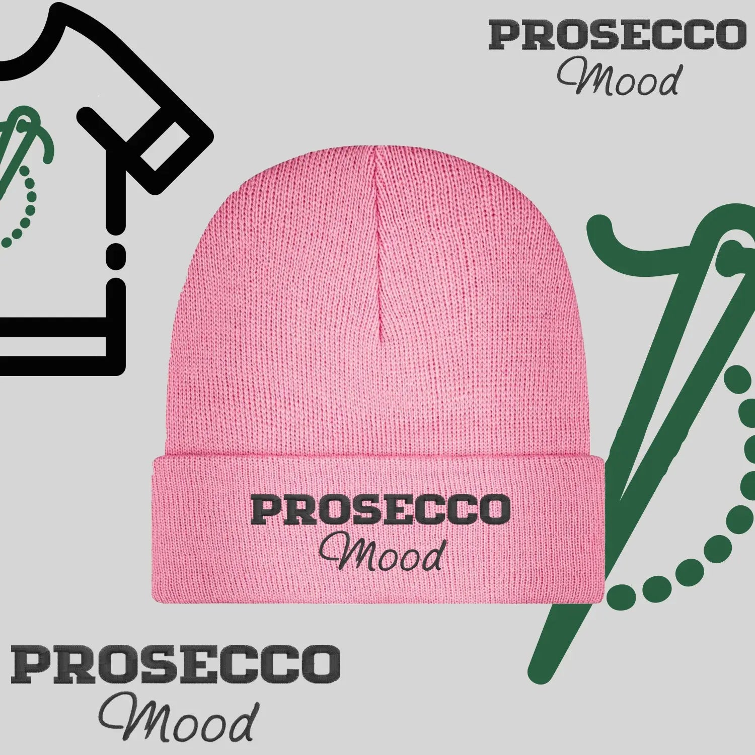 Czapka zimowa beanies "Prosecco mood" Haft z radości