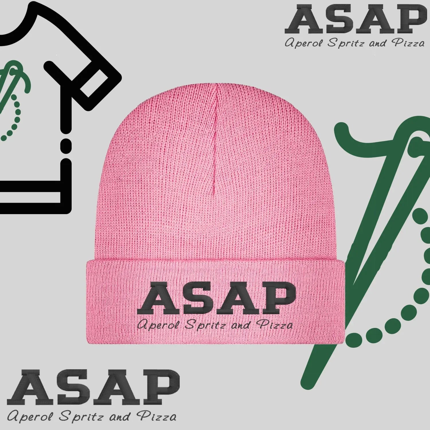 Czapka zimowa beanies "ASAP – Aperol, Spritz and Pizza" Haft z radości