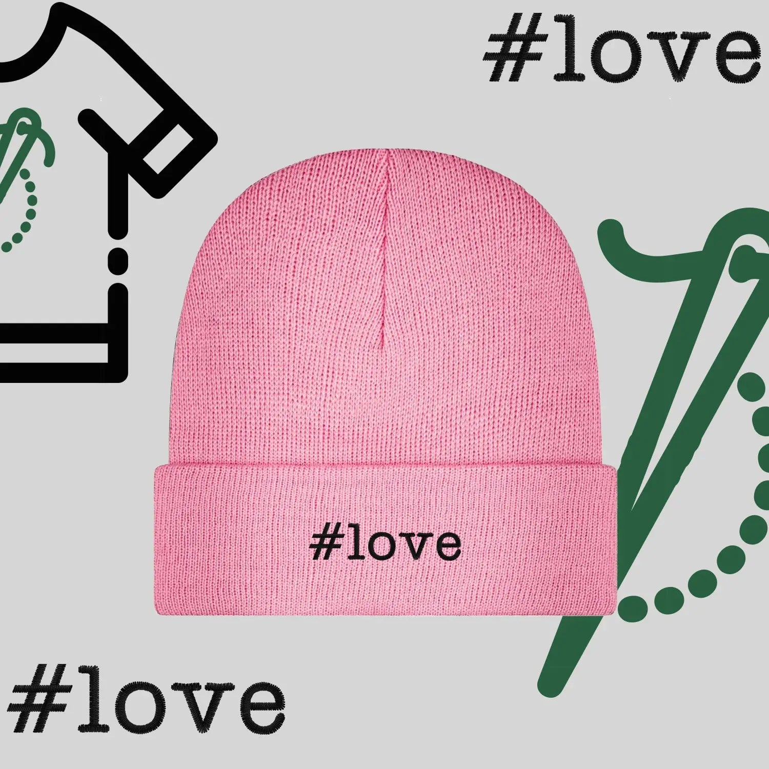 Czapka zimowa beanies "#love" Haft z radości