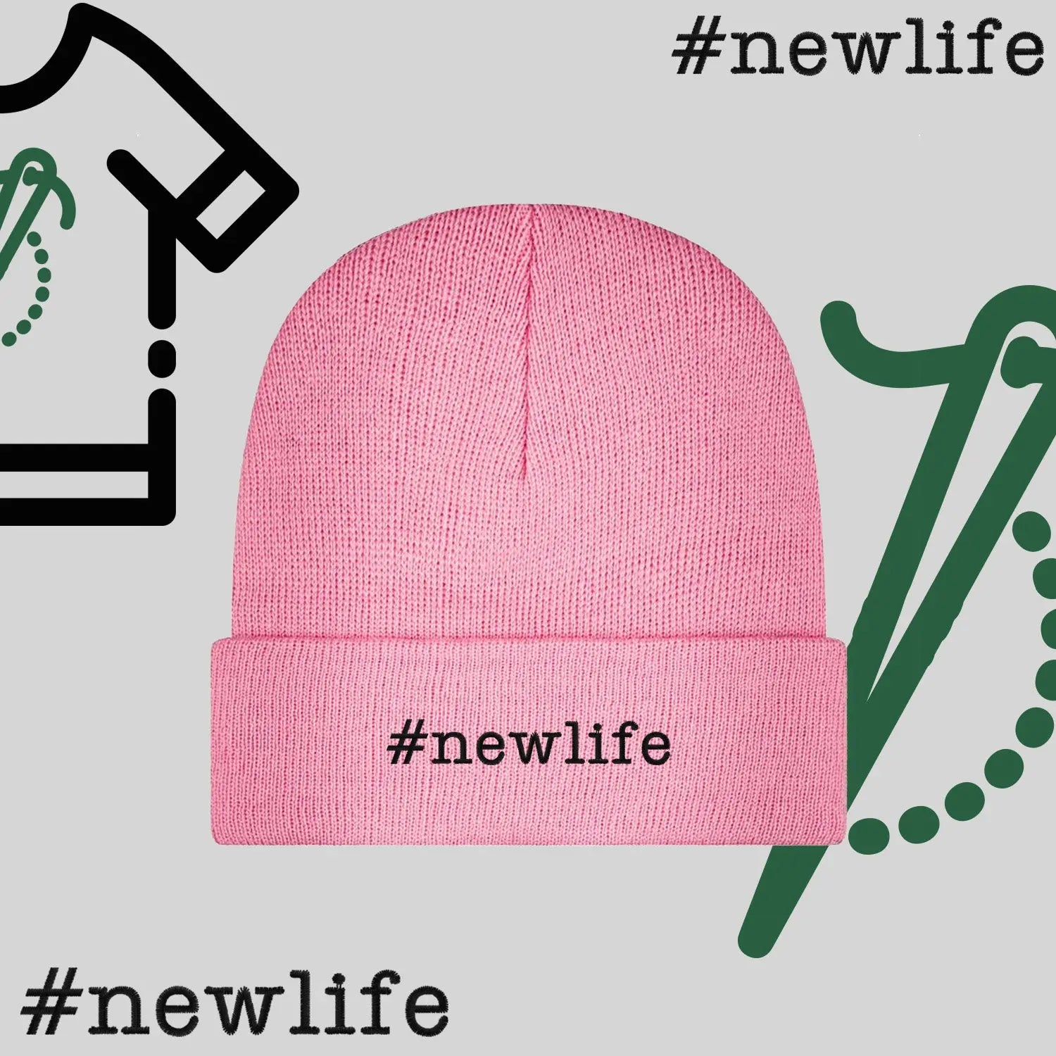 Czapka zimowa beanies "#newlife" Haft z radości