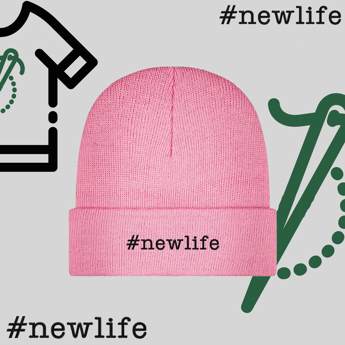 Czapka zimowa beanies "#newlife"