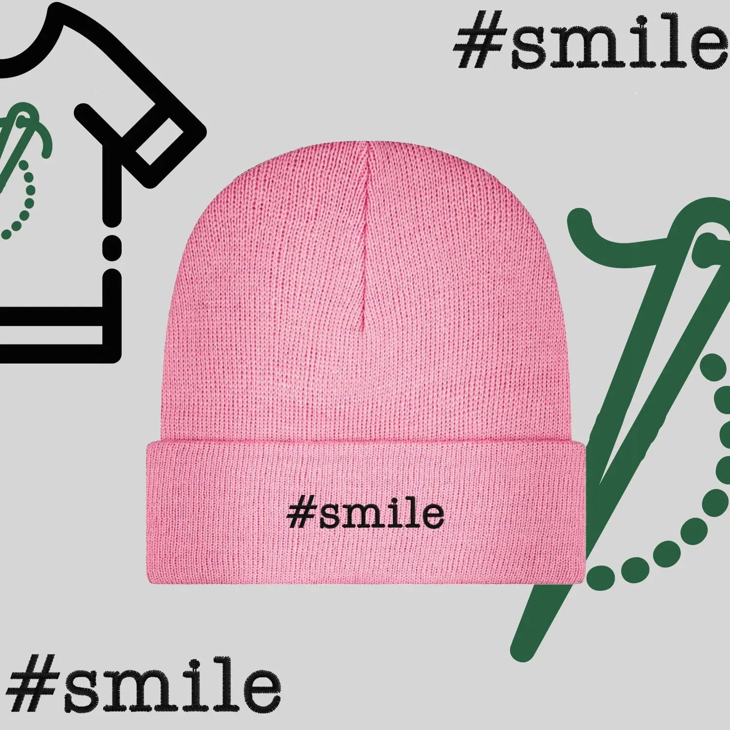 Czapka zimowa beanies "#smile" Haft z radości
