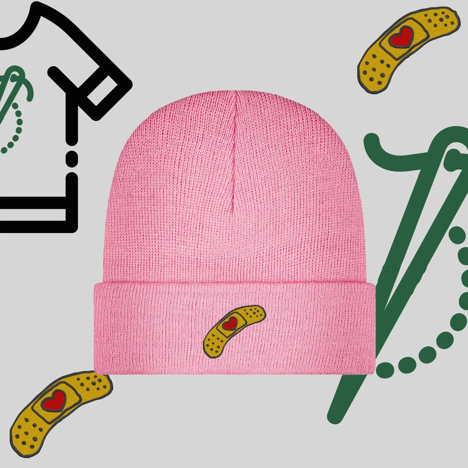 Czapka zimowa beanies "plaster z sercem" Haft z radości