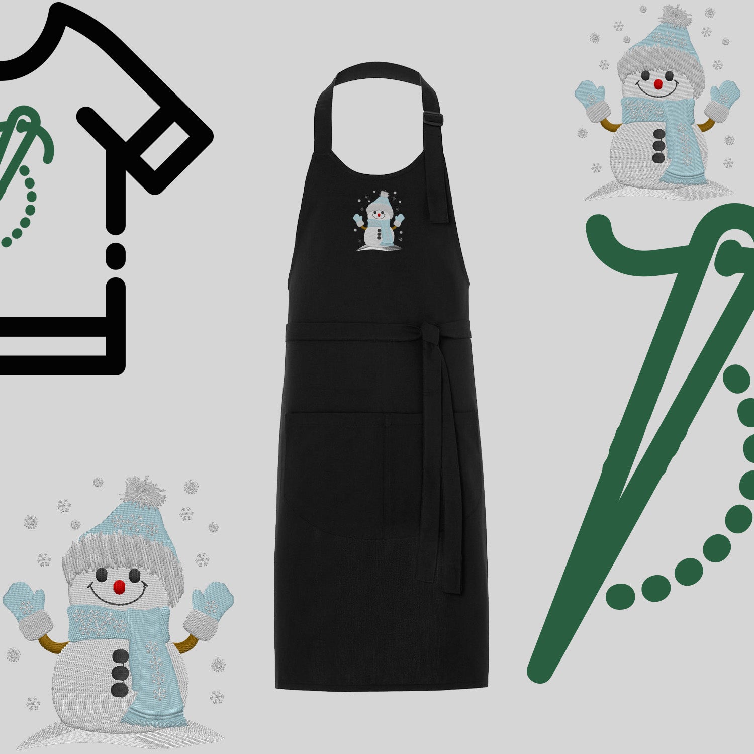 Fartuch "Bałwanek" – haft komputerowy, styl z przesłaniem