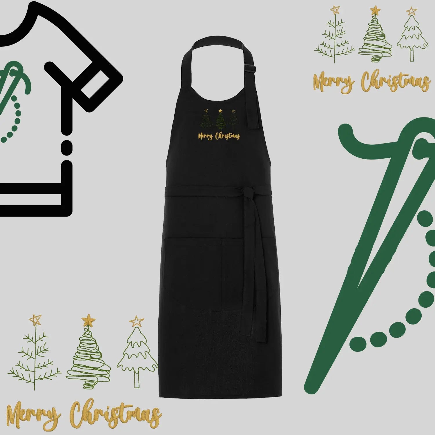Fartuch "Trzy choinki" – haft komputerowy, styl z przesłaniem Haft z radości