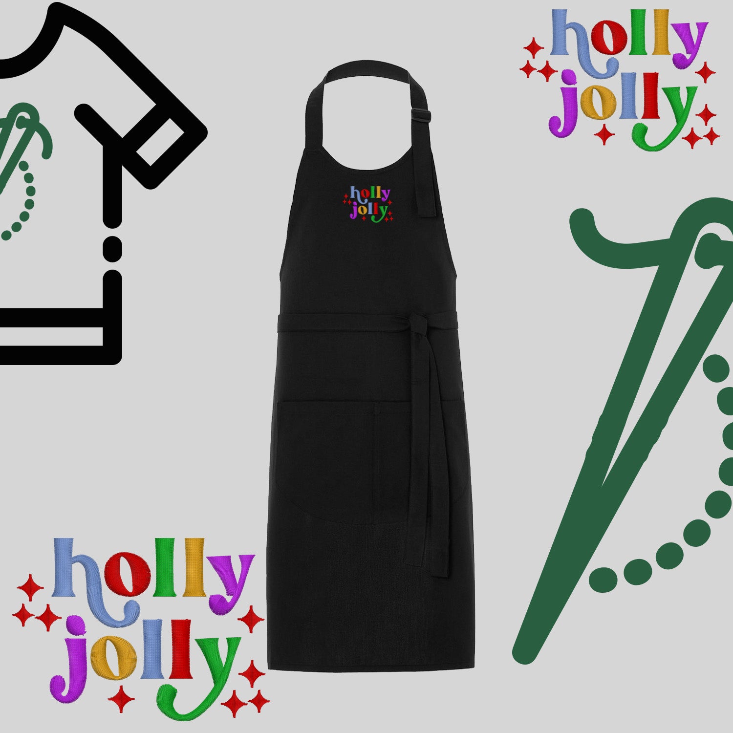 Fartuch "Holly Jolly" – haft komputerowy, styl z przesłaniem