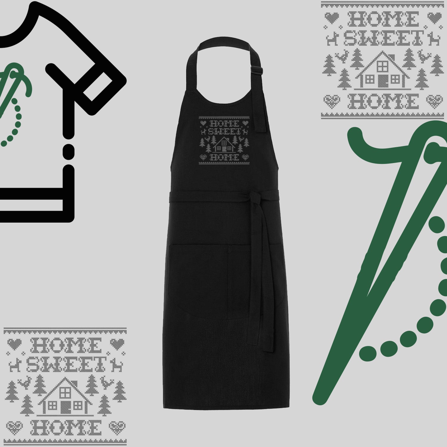 Fartuch "Home Sweet Home" – haft komputerowy, styl z przesłaniem