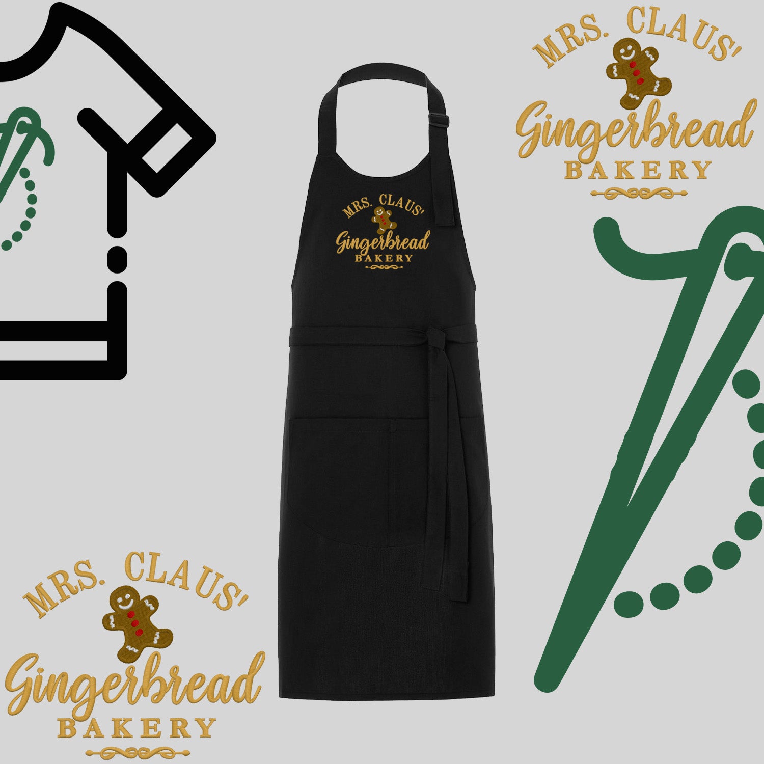 Fartuch "Gingerbread" – haft komputerowy, styl z przesłaniem