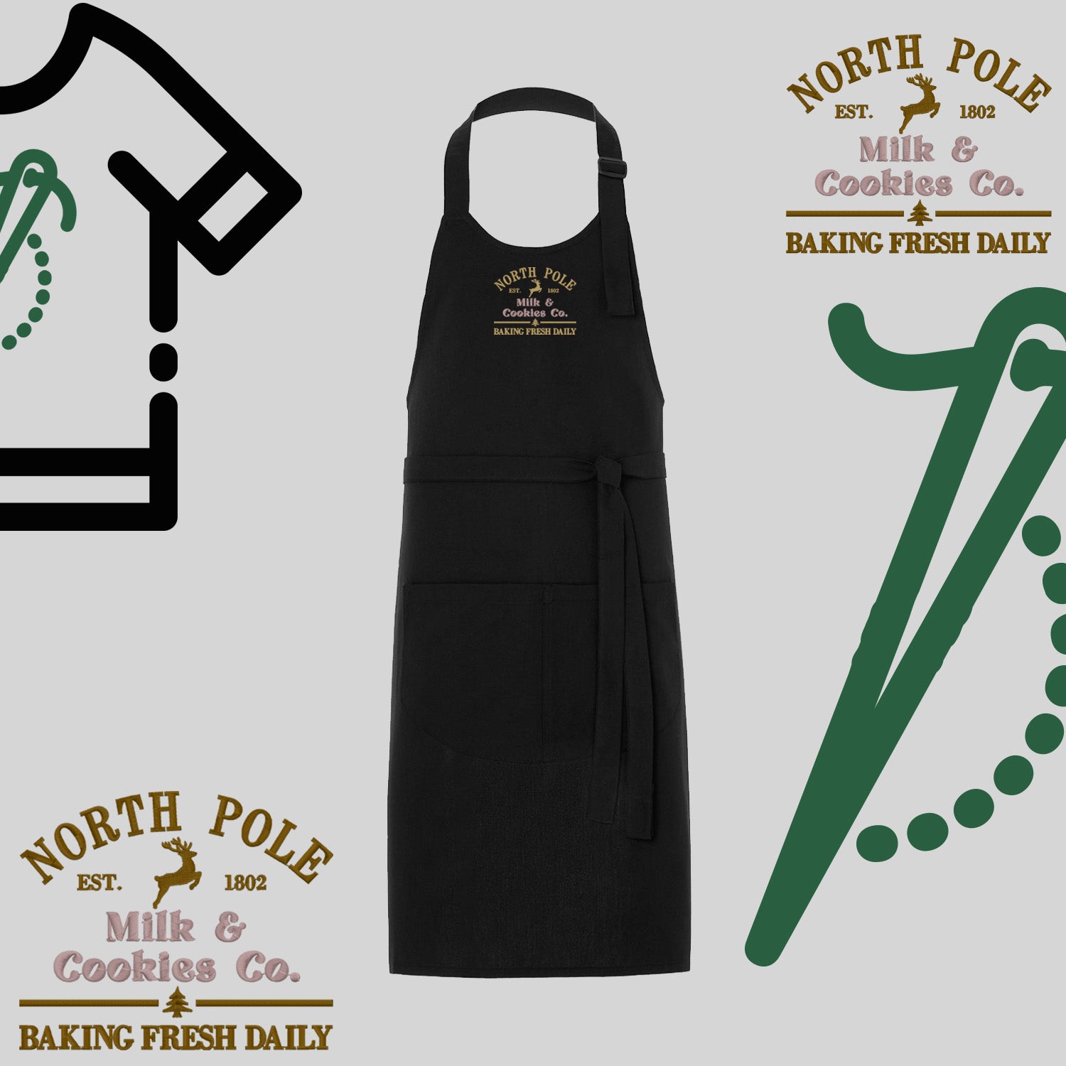 Fartuch "North Pole" – haft komputerowy, styl z przesłaniem