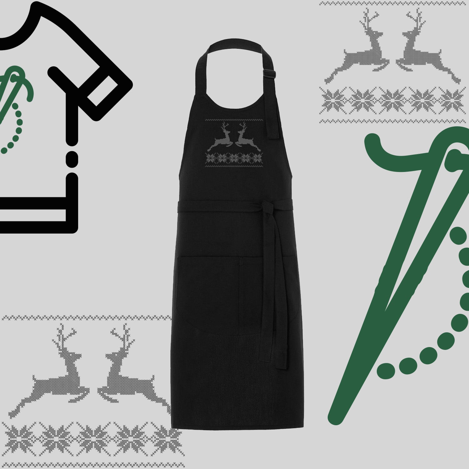 Fartuch "Renifer Christmas" – haft komputerowy, styl z przesłaniem