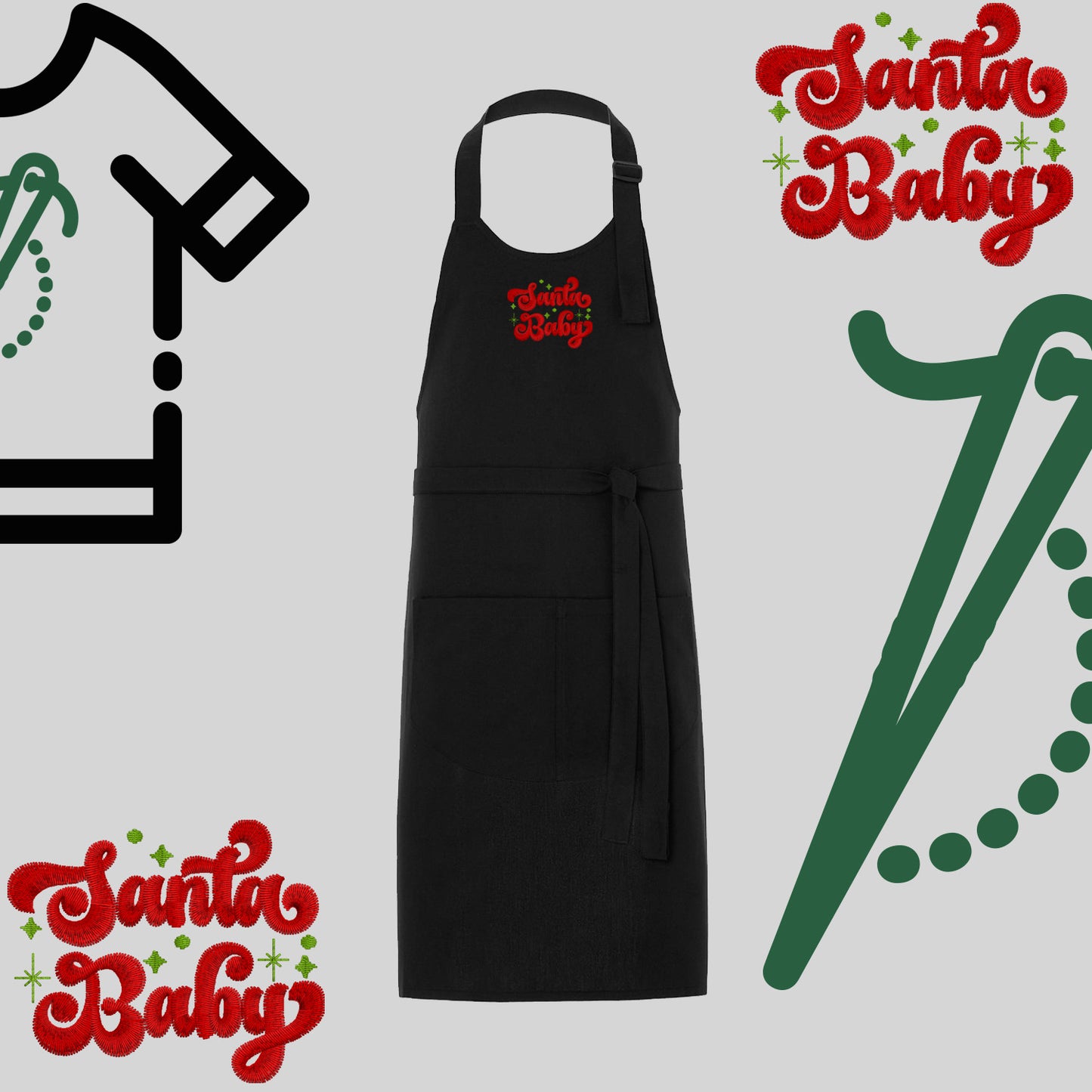 Fartuch "Santa baby" – haft komputerowy, styl z przesłaniem