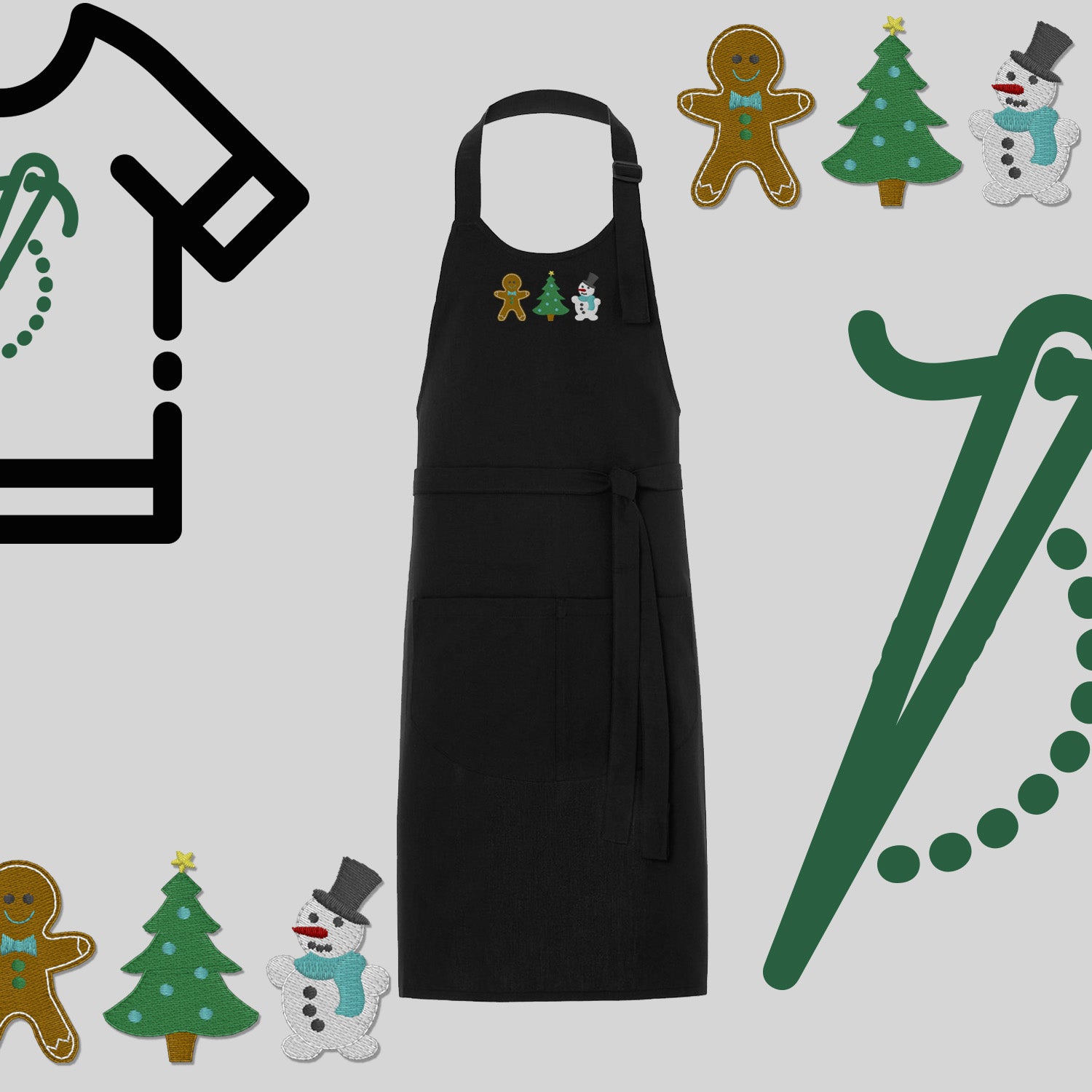 Fartuch "Świąteczna Gromadka" – haft komputerowy, styl z przesłaniem