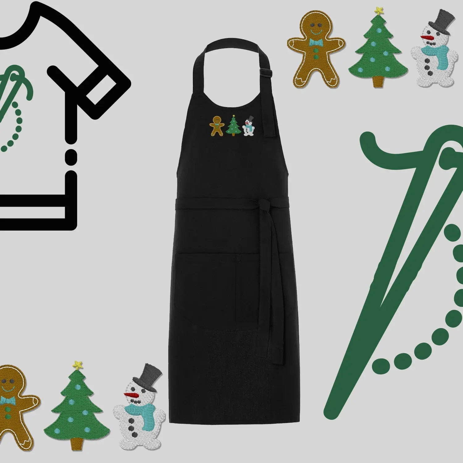 Fartuch "Świąteczna Gromadka" – haft komputerowy, styl z przesłaniem Haft z radości