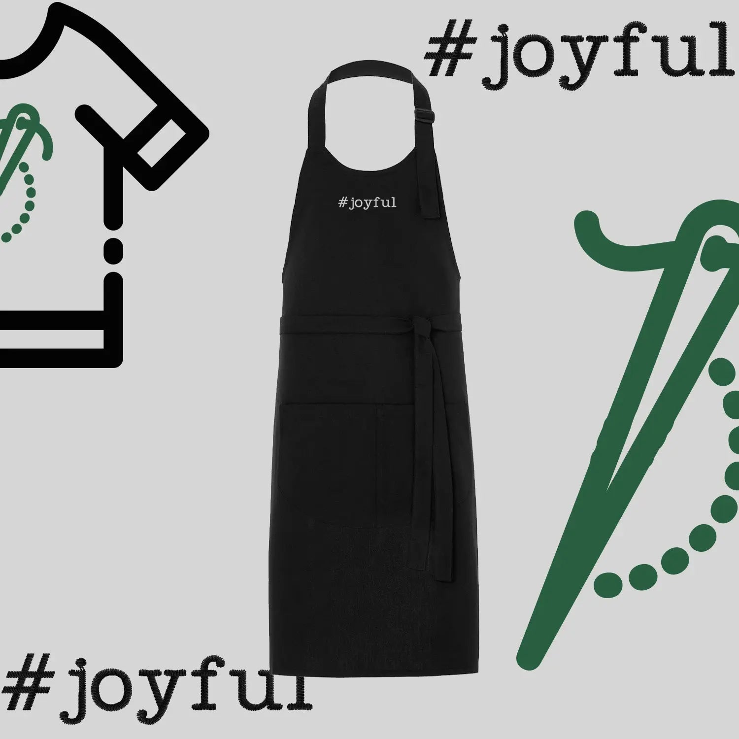 Fartuch "#joyful" – haft komputerowy, styl z przesłaniem Haft z radości