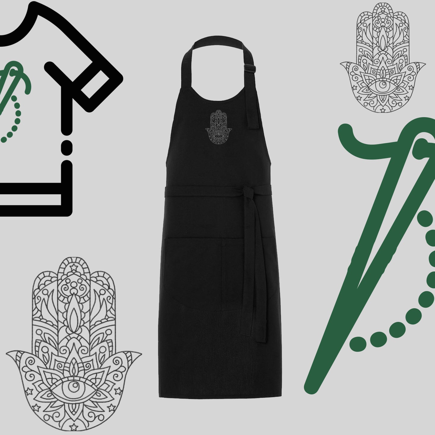 Fartuch "Hamsa" – haft komputerowy, styl z przesłaniem