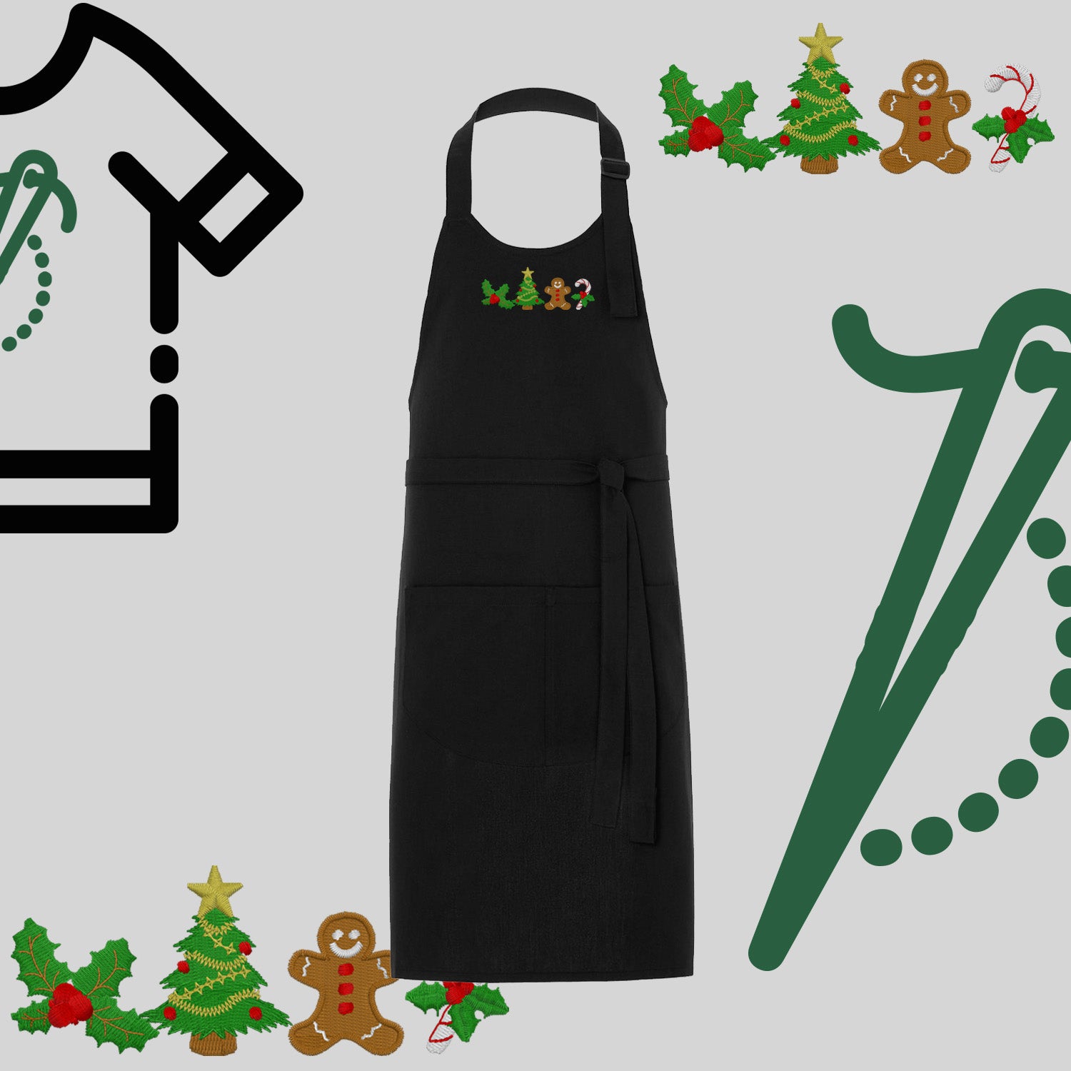 Fartuch "Ikony Świąteczne" – haft komputerowy, styl z przesłaniem