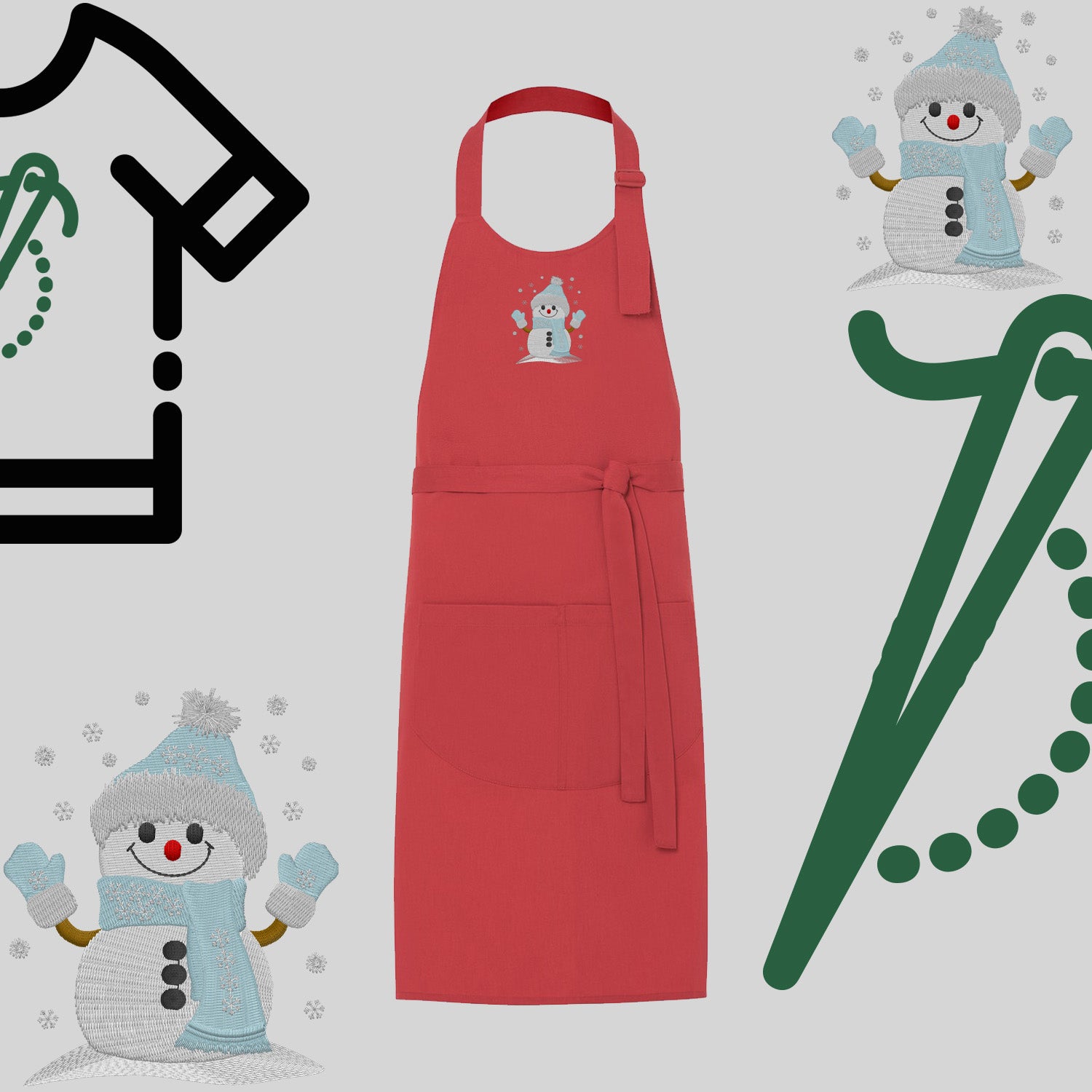 Fartuch "Bałwanek" – haft komputerowy, styl z przesłaniem