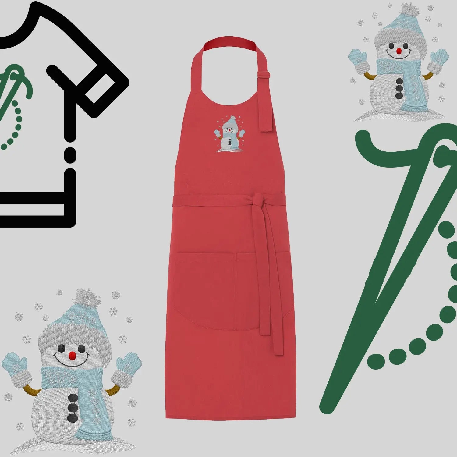 Fartuch "Bałwanek" – haft komputerowy, styl z przesłaniem Haft z radości