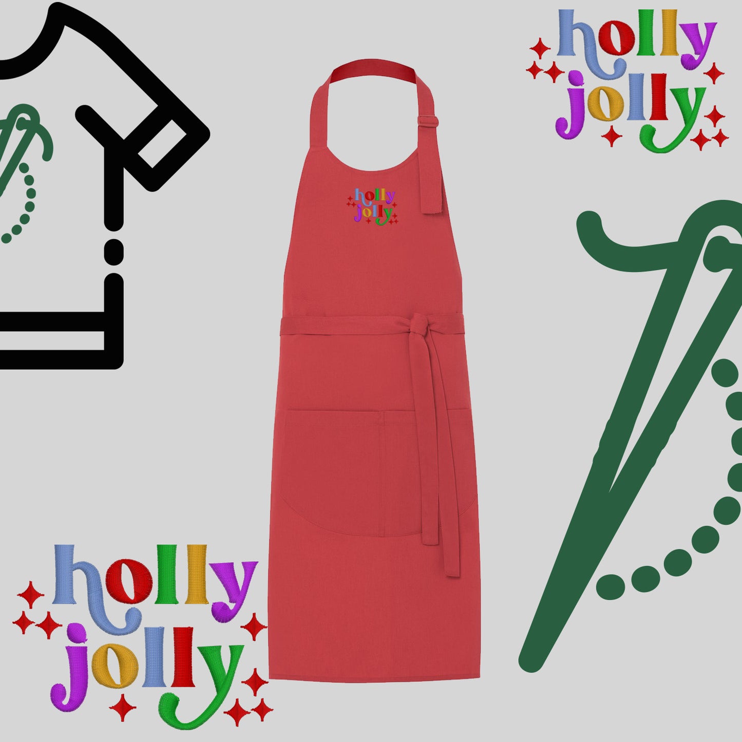 Fartuch "Holly Jolly" – haft komputerowy, styl z przesłaniem