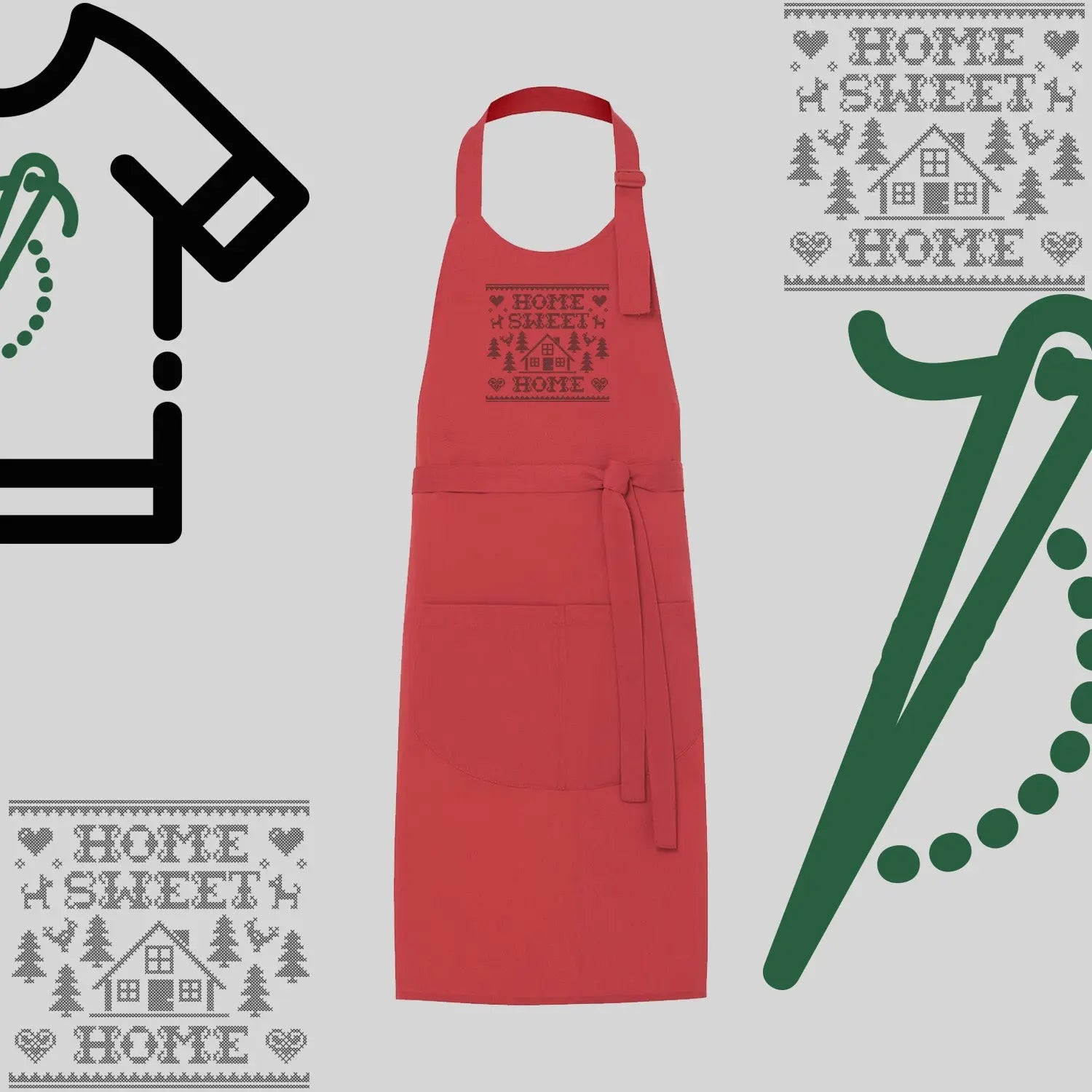 Fartuch "Home Sweet Home" – haft komputerowy, styl z przesłaniem Haft z radości