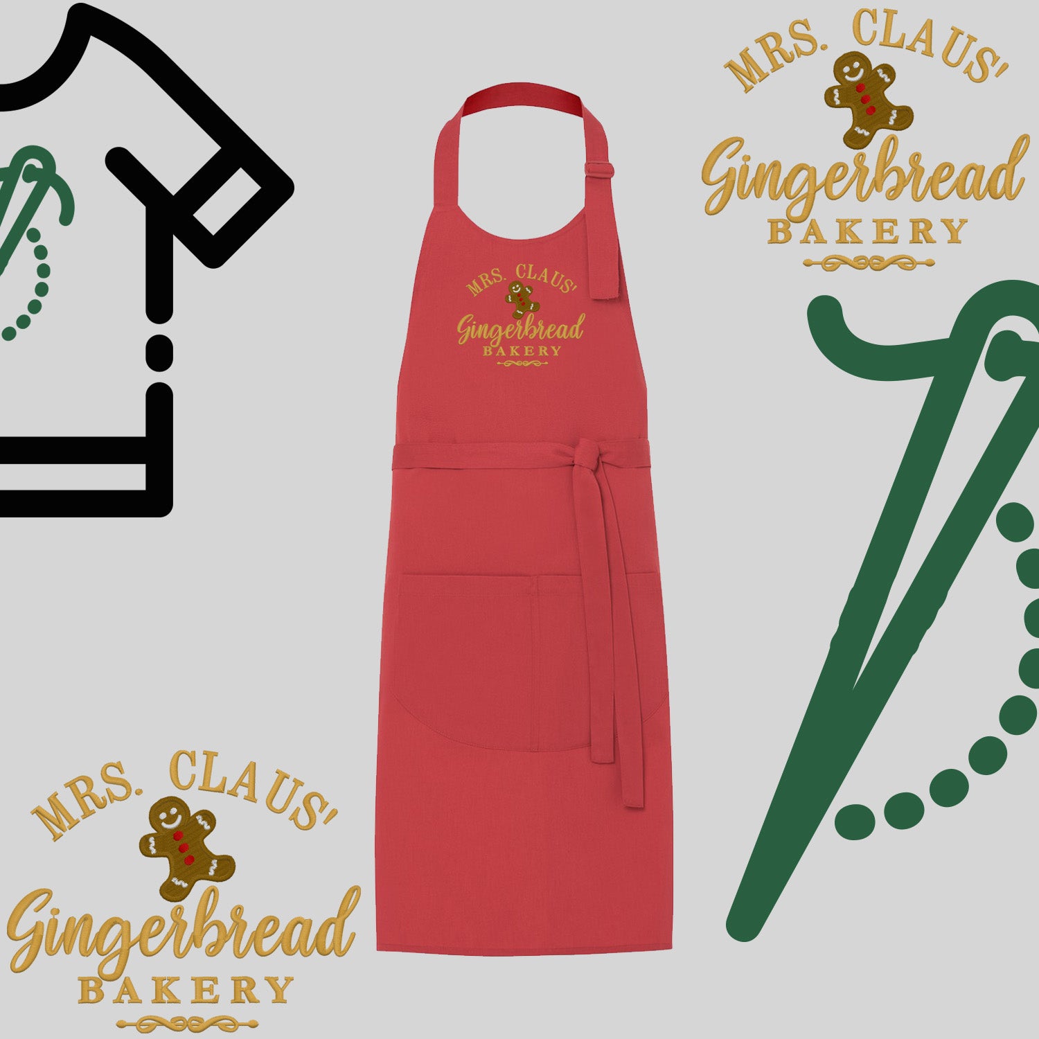 Fartuch "Gingerbread" – haft komputerowy, styl z przesłaniem