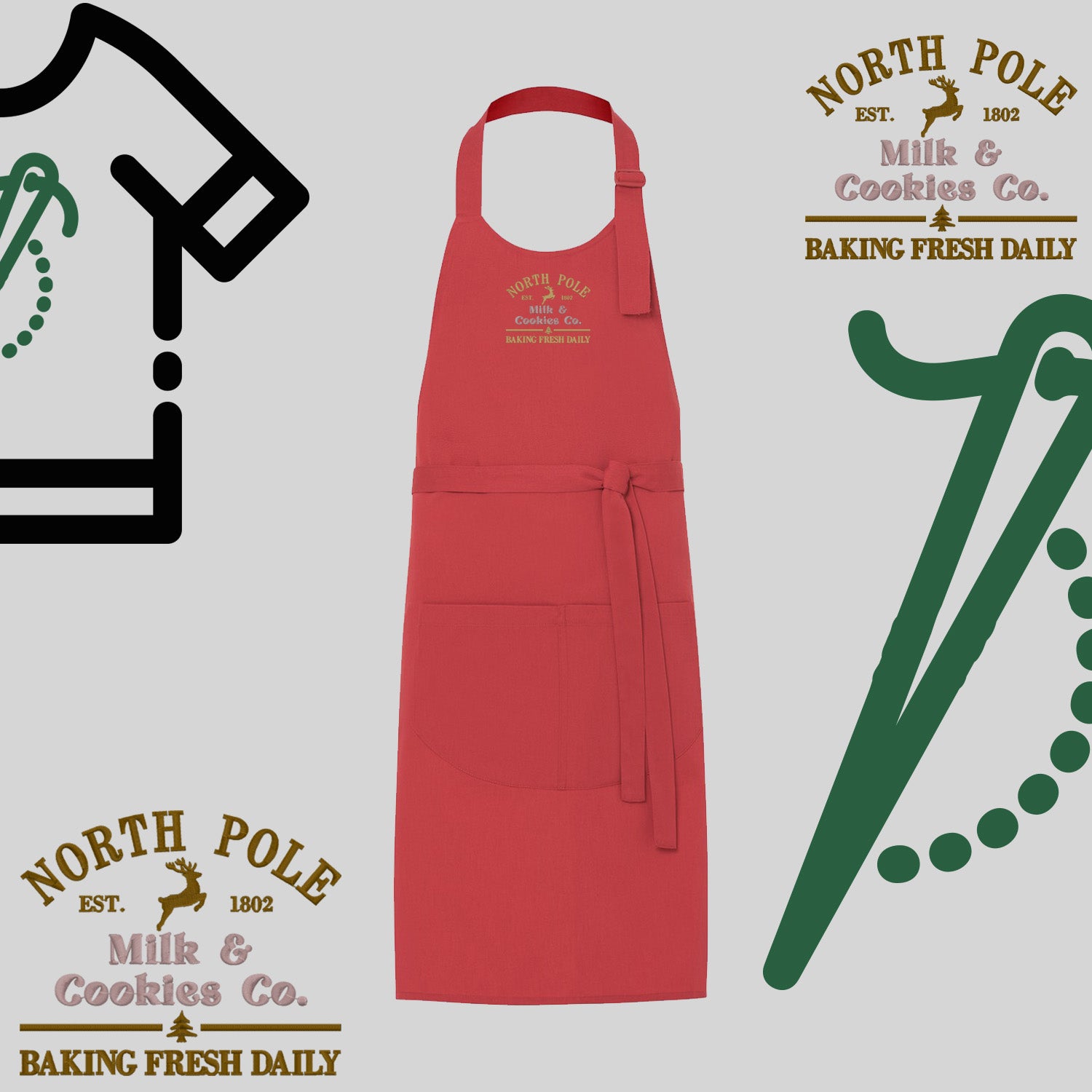 Fartuch "North Pole" – haft komputerowy, styl z przesłaniem